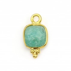 Square faceted Amazonite charm gold-plated silver 7x13mm x 1pc