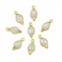 Moonstone on gold gilt charm faceted drop on silver gilt 7x15mm x 1pc 