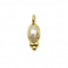 Charm ovale di perle d'acqua dolce in argento 925 ORO 4x11 mm x 1 pz