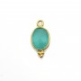 Chalcedony oval faceted charm on gold gilt silver 7x15mm x 1pc