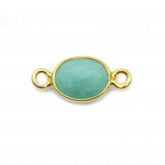 Oval faceted Amazonite on silver gilt 7*15mm x1pc