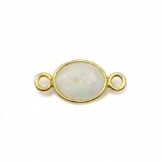 Oval faceted moonstone on gold gilt silver 7*15mm x1pc