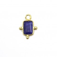 Sapphire color treated stone charm on silver gilt 8*12mm x 1pc