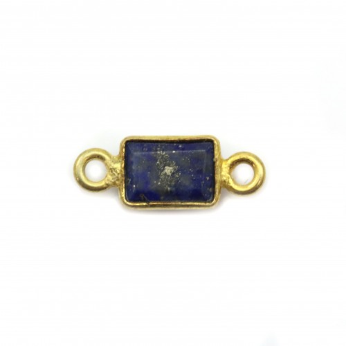 Intercalaire Lapis Lazuli rectangle facettée sur argent doré 5*13mm x1pc