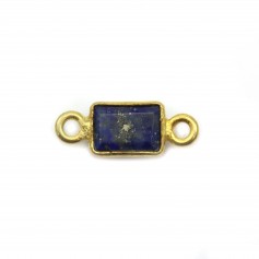 Lapis Lazuli faceted rectangle on silver gilt 5*13mm x1pc