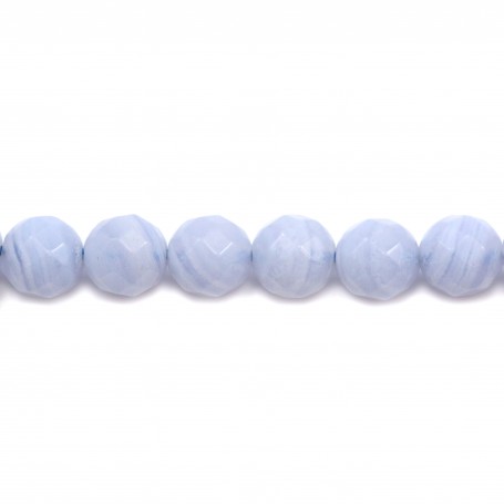 Blue chalcedony faceted round 6mm A x 40cm