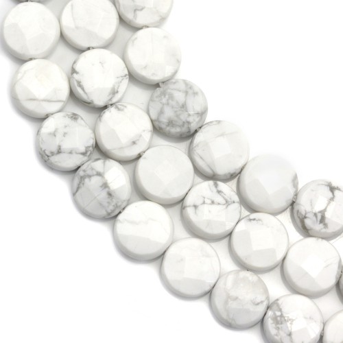 Howlite, in round faceted and flat shape, 10mm x 40cm