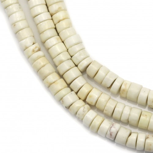 Howlite in beige color, in shaped of a roundel, 3 * 4mm x 40cm
