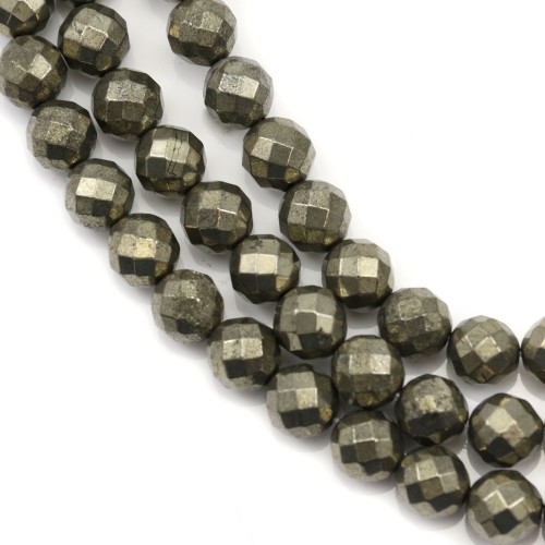 Pyrite Faceted Round 8mm X 40cm 