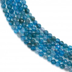 Apatite of blue color and in round faceted shape, 2mm x 40cm