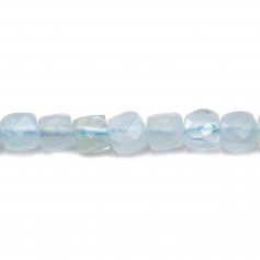 Aquamarine, in the shape of a faceted cube, 4-4.5mm x 6pcs