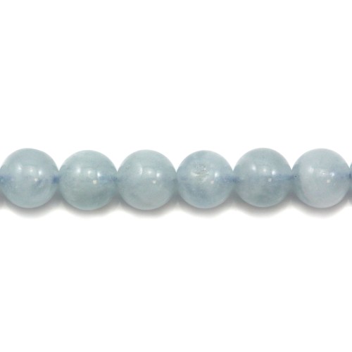 Aigue-Marine Rond 6mm x 5 perles