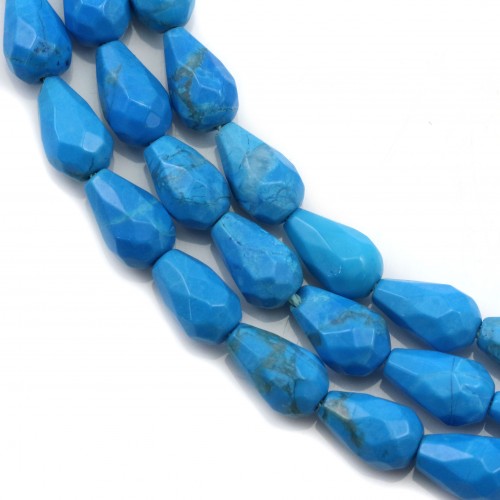 Turquoise reconstituted faceted drop 5*8mm x 40cm