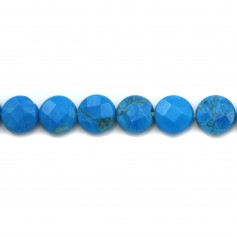 Reconstituted round flat turquoise faceted 8mm x 6pcs