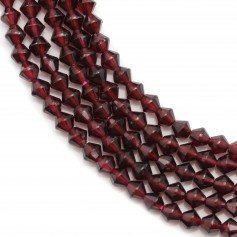 Garnet in the shape of a 4mm faceted spinning top x 39cm