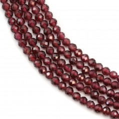 Wine-colored garnet, in round faceted shape, 2mm x 39cm