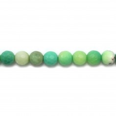 "Green grass agate, round faceted shape, 6mm x 39cm