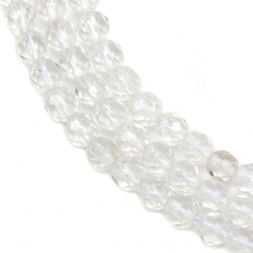 Rock crystal faceted round beads on thread 4mm x 40cm