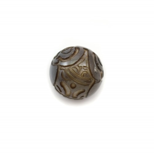 Perle de culture de Tahiti, sculptée ronde, 12-13mm, D x 1pc