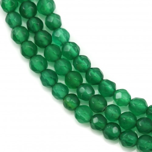 Agata verde, sfaccettata rotonda, 4 mm x 40 cm