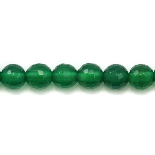 Green round faceted agete vert 8mm x 5 pcs