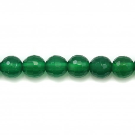 Green round faceted agete vert 8mm x 5 pcs