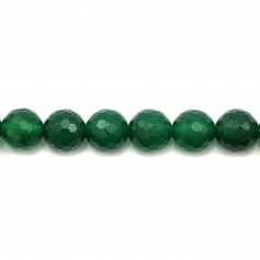Verde ágata, redonda facetada, 12mm x 40cm