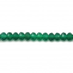 Green agate, faceted rondelle 3x4mm x 38cm