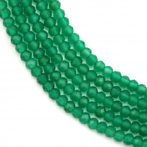 Green agate faceted roundel 2.80x4.10mm x 34cm
