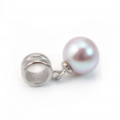 Ciondolo per perle semi-forate, argento 925 placcato in rodio 12,5 mm x 1 pezzo