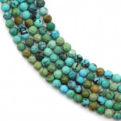 Natural turquoise, in round faceted shape, 2 - 2.5mm x 39cm