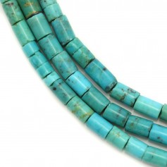 Turquoise en forme de tube, 4x6mm, x 40cm
