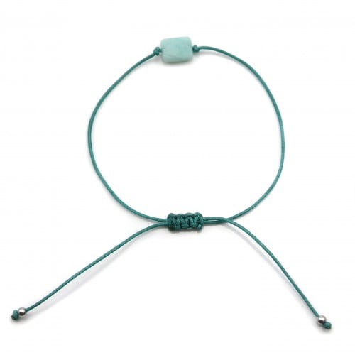 Amazonite rectangle faceted bracelet - Adjustable cord x 1pc