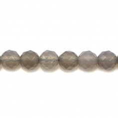 Agata, grigia, rotonda sfaccettata, 6 mm x 40 cm