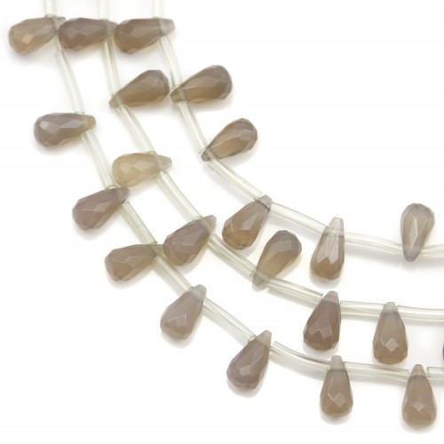 Agate tinted grey faceted drop 5x10mm x 40 cm (30pcs)