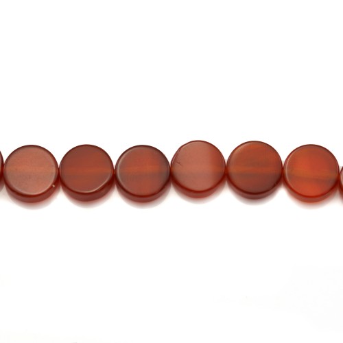 Red agate flat oval 10x12mm x 40cm