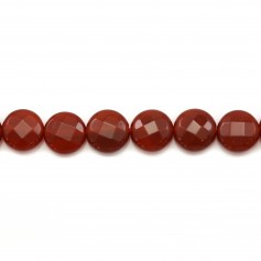 Agate, rouge, ronde plate facettée, 10mm x 40cm