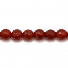 Red agate, faceted round shape 8mm x 10pcs