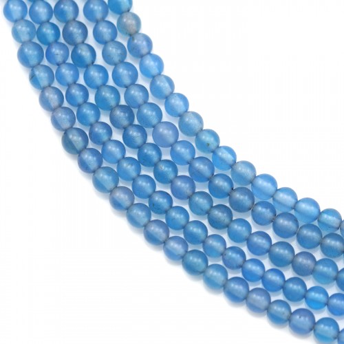 Ágata, azul cielo, redonda, 3mm x 40 cm