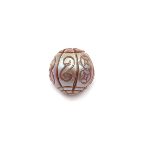 Perle de culture d'eau douce sculptée, 12-13mm x 1pc