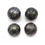 Tahitian cultured pearl, round carved, 11-12mm x 1pc