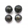 Tahitian cultured pearl, round carved, 12-13mm x 1pc