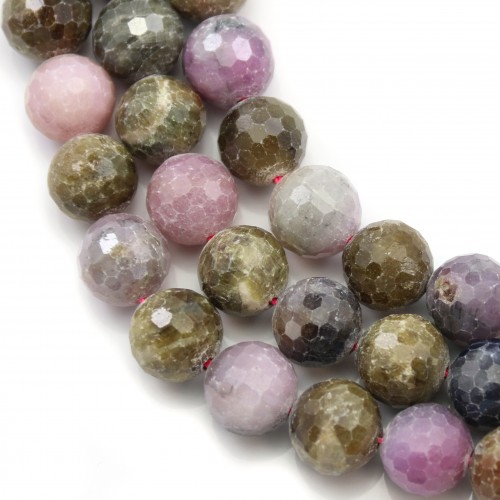 Ruby & sapphires, faceted round beads 12-12.5mm x 39cm