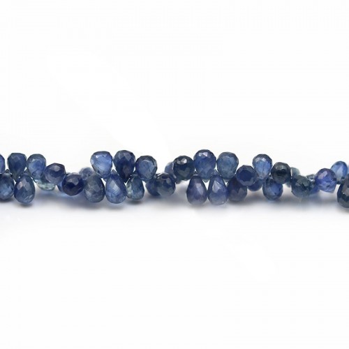 Blue sapphire drops faceted 3x4mm x 40m