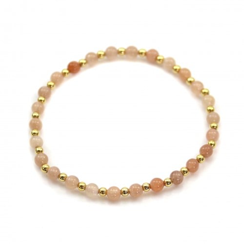 Bracelet Moonstone 4mm with golden pearl x 1pc