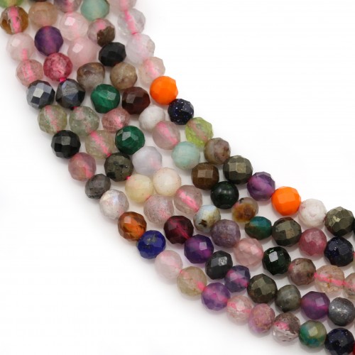 Mix of stones, in faceted round shape, 3.5mm x 39cm