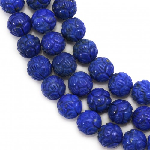 Lapis lazuli blue, in round carved shaped, 8mm x 39cm