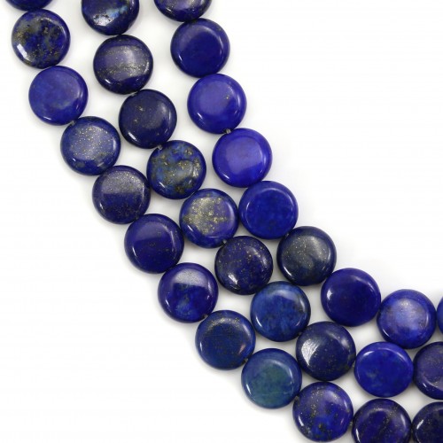 Lapis lazuli, of round and flat shape, in size of 10mm x 40cm