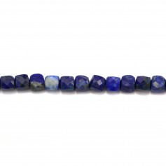 Lapis lazuli, in the shape of a faceted cube, 5-6mm x 6pcs