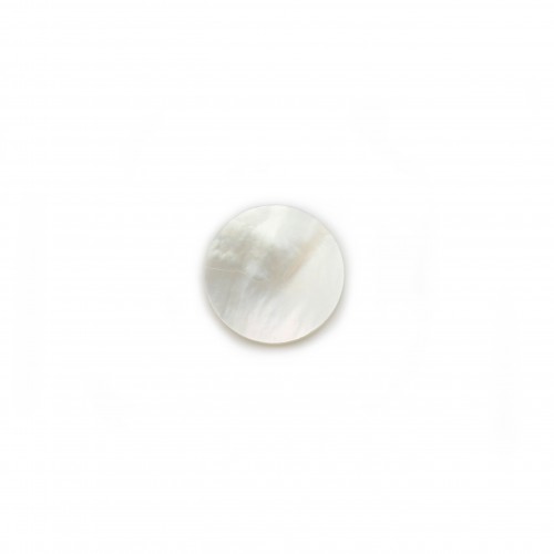 Cabochon White Mother of Pearl round flat 12mm x 1pc